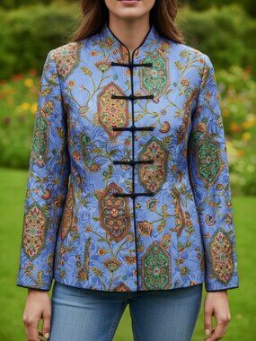 Vintage Adrianna Papell Blue Safe Silk Jacket NWT Size 8